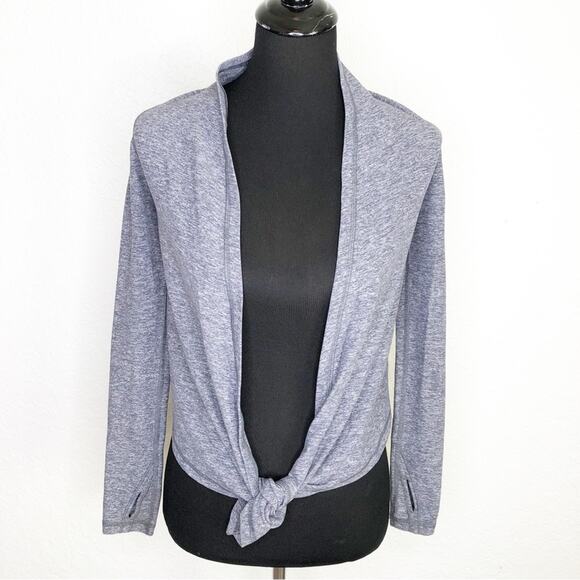 Ivivva girls gray open front tie waist jacket top size 8 - Picture 1 of 13
